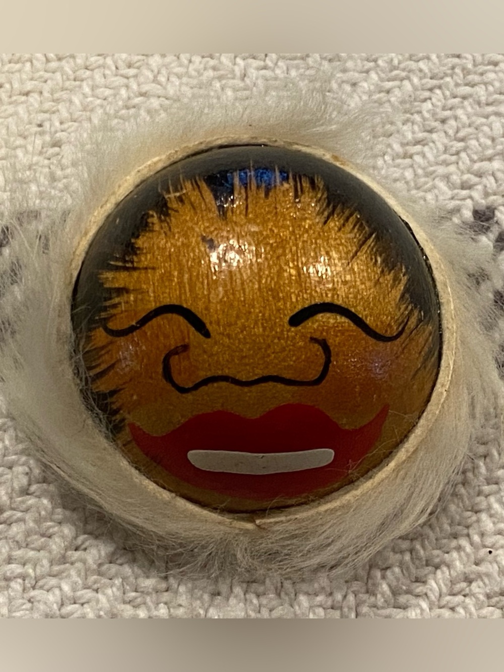 Vintage Handmade Indigenous Pin/Brooch with Fur